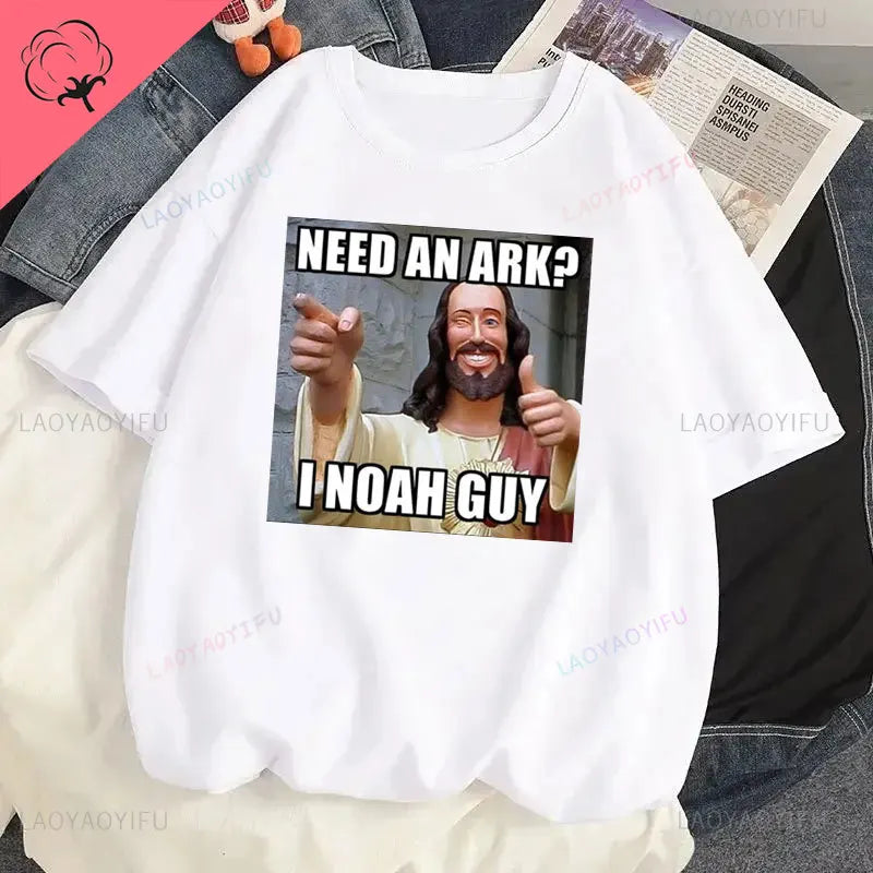 Jesus Vs Satan in A Boxing Match Funny Cotton Men's Clothing Not Today Satan John 14 6 Christian Unisex Street Trend Tshirt