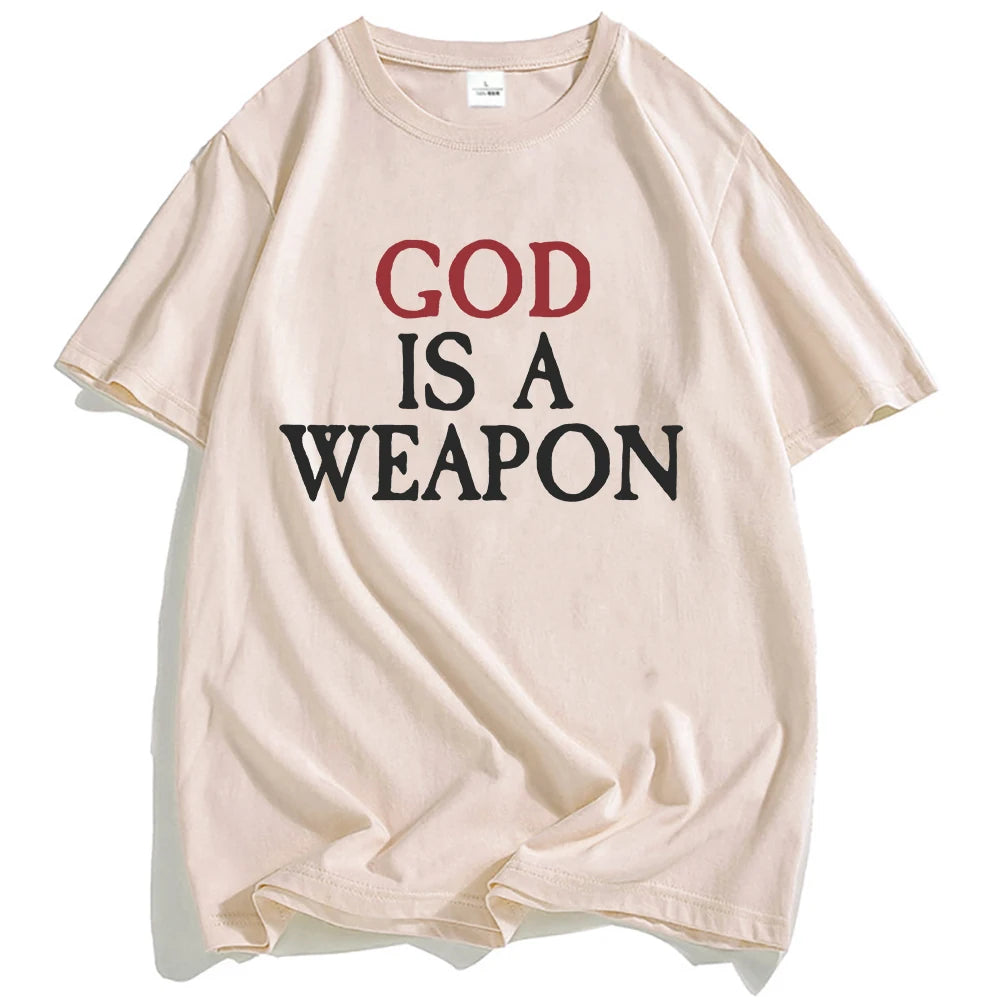God Is A Weapon Single Tee Falling in Reverse Band Graphic T-shirt Summer Cotton Hip Hop Streetwear Unisex Men Clothing Top