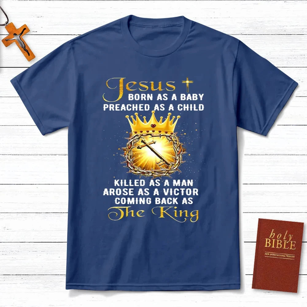 Jesus Coming Back As The King T-Shirt Men's and Women's Short Sleeve Cotton Tees Shirt Men Clothing Summer Blouse Oversize Tops