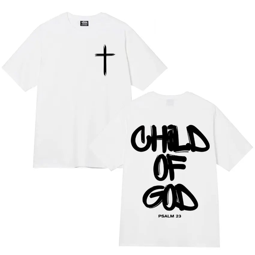 Food of God Bible Christian Jesus Pattern Printed T-shirt Men's Cotton Loose Casual High Quality Street Wear
