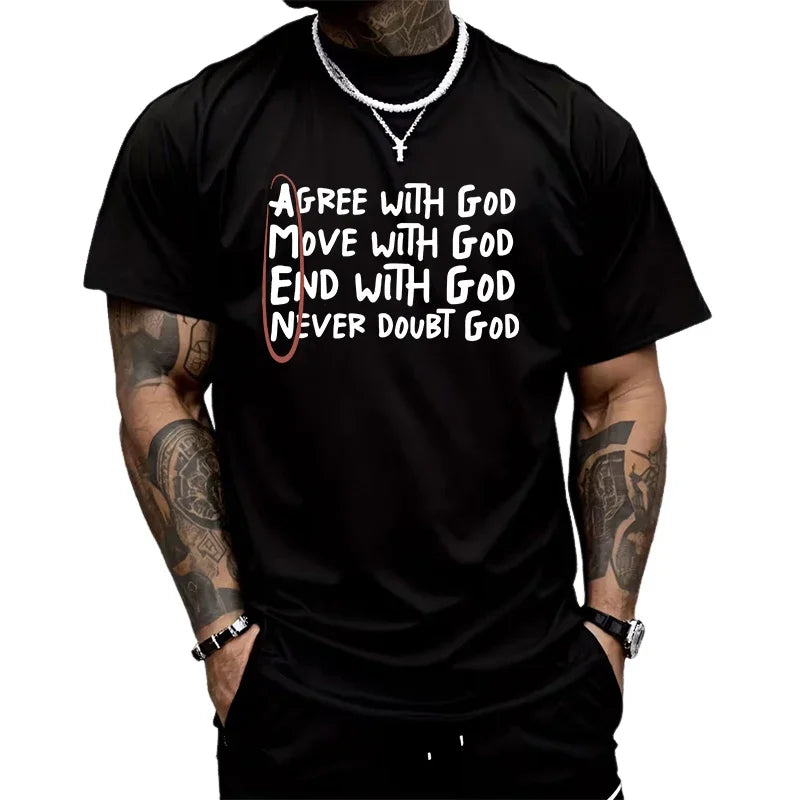 God Amen Print T-shirt for Man High Quality Pure Cotton Short Sleeve Top Spring Summer Male Daily Casual Fashion Cool Tees
