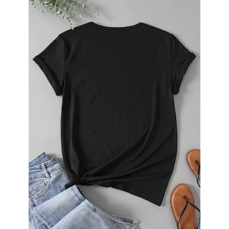 Jesus Print T-Shirt Summer Short Sleeve Casual Top Women's Clothing