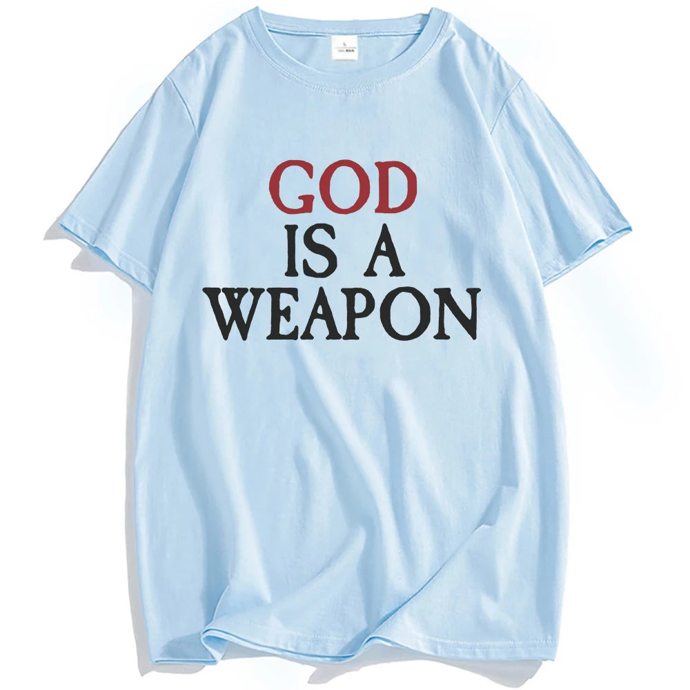 God Is A Weapon Single Tee Falling in Reverse Band Graphic T-shirt Summer Cotton Hip Hop Streetwear Unisex Men Clothing Top