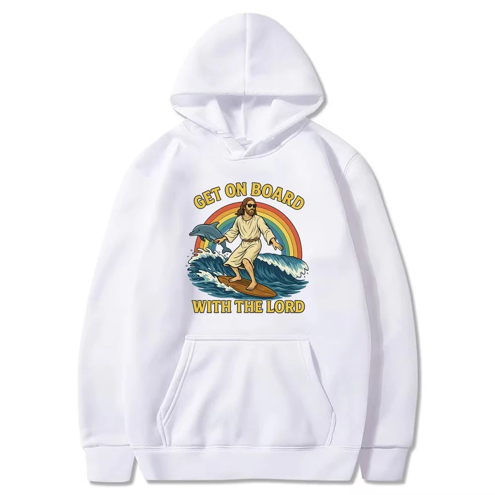 Get on Board with The Lord Funny Jesus Meme Streetwears Men's Women Clothing Casual Fashion Clothes Oversized Long Sleeve Wears
