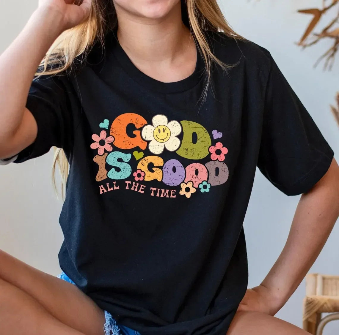 God Good Shirt All The Time Shirt Christian Inspirational Bible Verse Christian Jesus Sleeve Casual Aesthetic Clothes