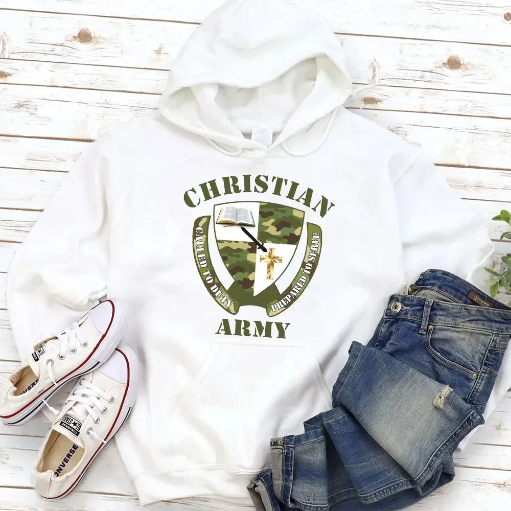 Christian Army Hoodie Men's and Women's Fashion Long Sleeve Hooded Sweatshirt Pullover Tops Streetwear Sportswear Women Clothing