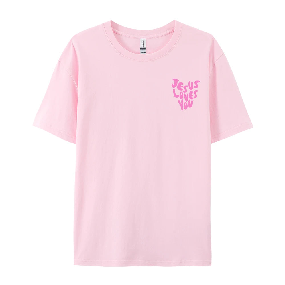 Jesus Loves Me Letter Prints Female Cotton T-Shirts Fashion O-Neck Oversize Tops Casual Loose Soft Short Sleeve Women Clothing