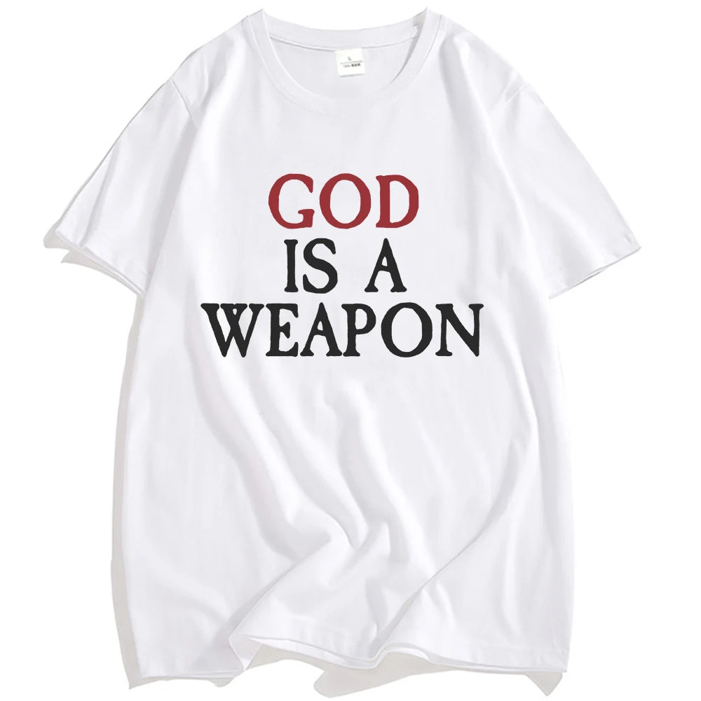 God Is A Weapon Single Tee Falling in Reverse Band Graphic T-shirt Summer Cotton Hip Hop Streetwear Unisex Men Clothing Top