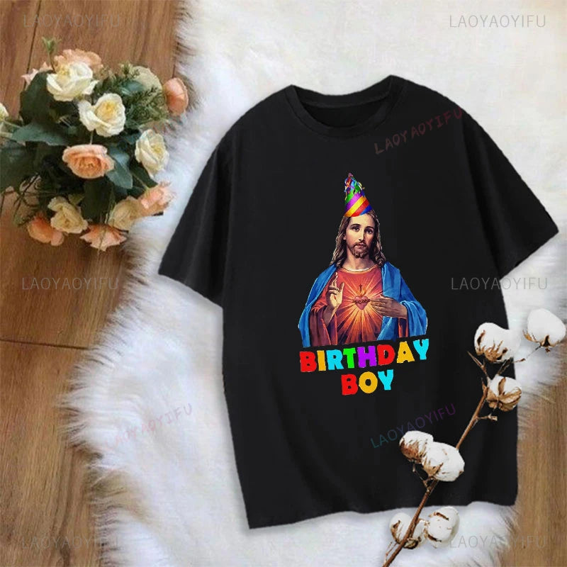 Jesus Vs Satan in A Boxing Match Funny Cotton Men's Clothing Not Today Satan John 14 6 Christian Unisex Street Trend Tshirt