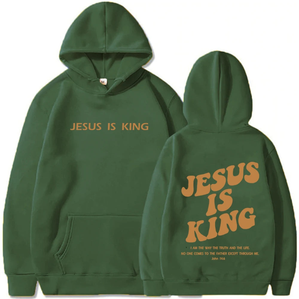 Jesus Is King Hoodie Christian Faith Sweatshirt Jesus Saves Man Woman  Pullover Tops Streetwear