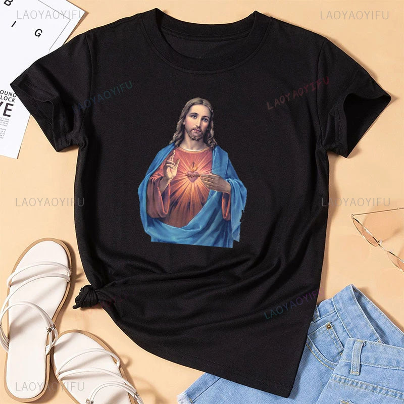 Jesus Vs Satan in A Boxing Match Funny Cotton Men's Clothing Not Today Satan John 14 6 Christian Unisex Street Trend Tshirt