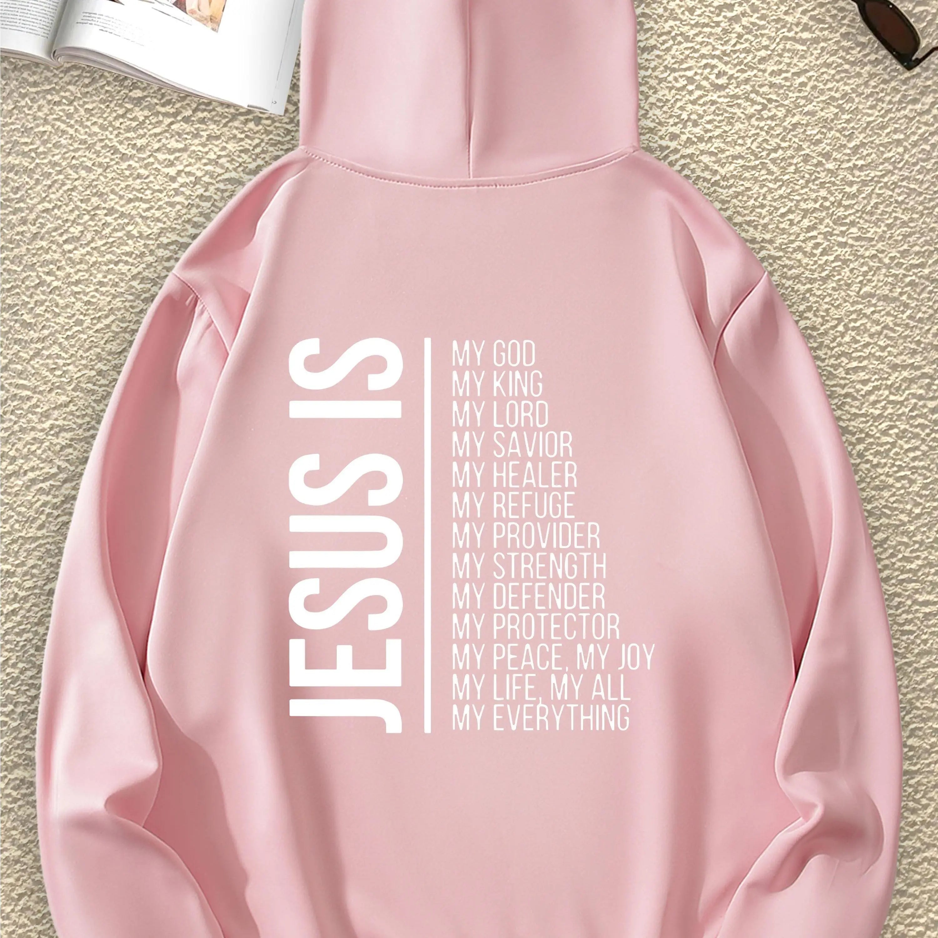 JESUS Fashion Interesting Letter Graphic Print Sweatshirt Print Pullover Hoodie For Women Casual Fashion Casual HipHop Harajuku