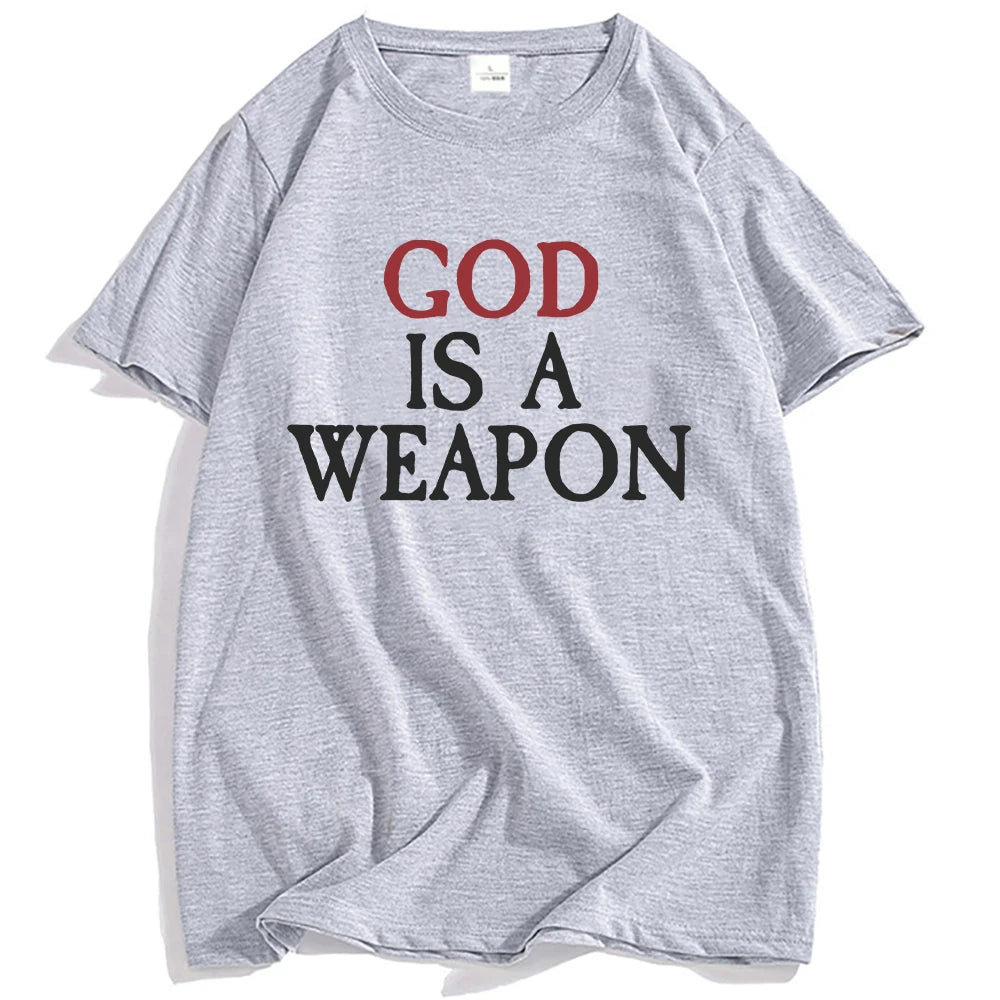 God Is A Weapon Single Tee Falling in Reverse Band Graphic T-shirt Summer Cotton Hip Hop Streetwear Unisex Men Clothing Top