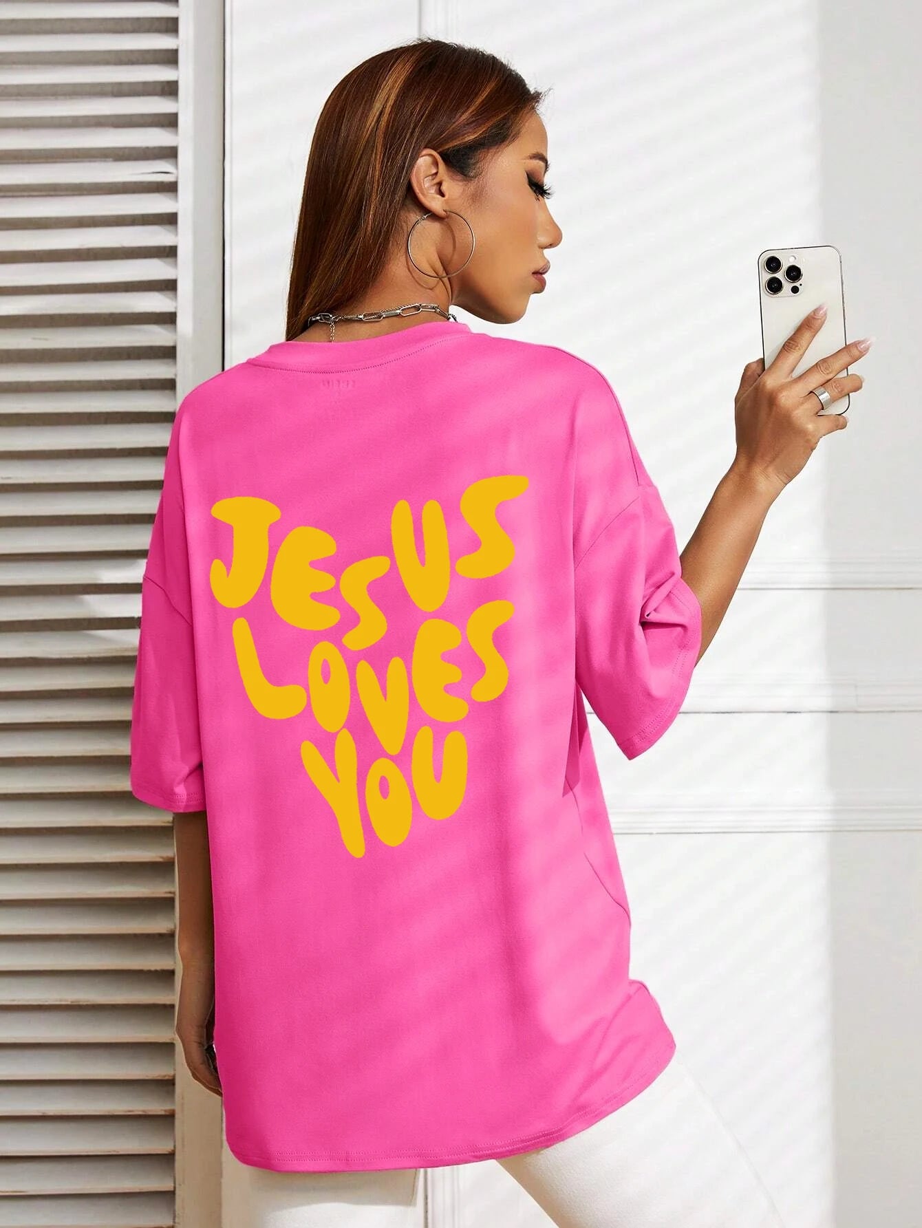Jesus Loves Me Letter Prints Female Cotton T-Shirts Fashion O-Neck Oversize Tops Casual Loose Soft Short Sleeve Women Clothing