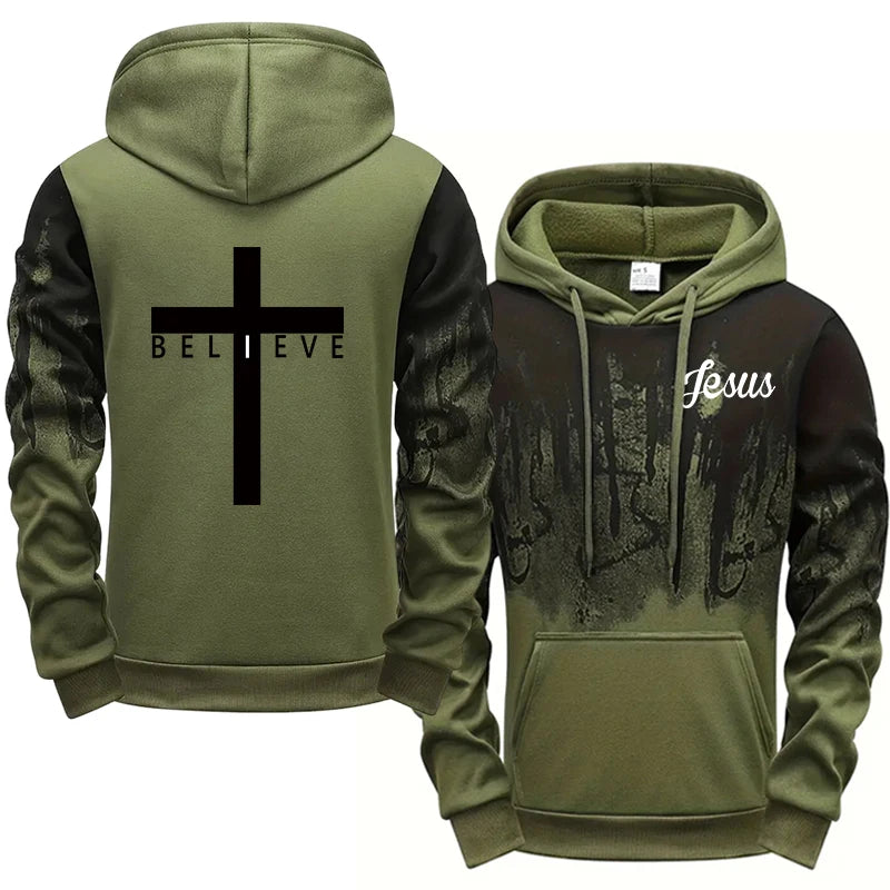 Jesus Christ Style Hoodies and Sweatpants Autumn Winter Daily Casual Sporty Jogging Suit Cross Tracksuit High Quality Men's Set
