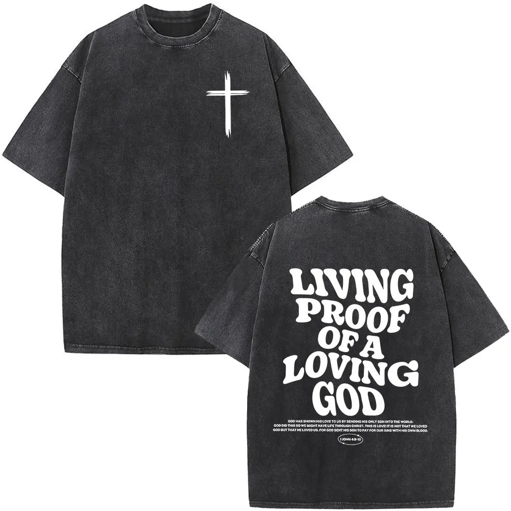 Cotton T-shirt Christian Jesus Faith Over Fear Bible Verse Washed T-shirts Men or Women Fashion Vintage Oversized T Shirts