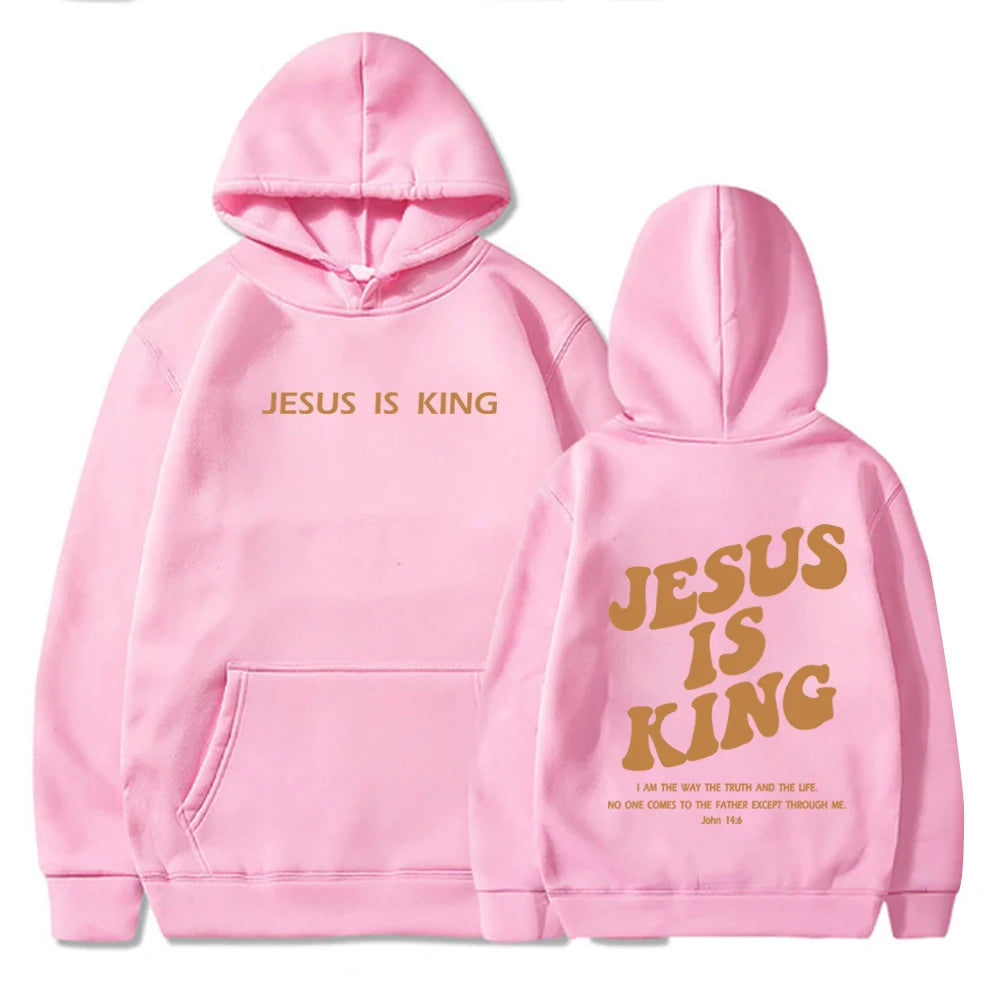 Jesus Is King Hoodie Christian Faith Sweatshirt Jesus Saves Man Woman  Pullover Tops Streetwear