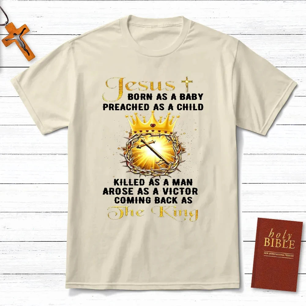 Jesus Coming Back As The King T-Shirt Men's and Women's Short Sleeve Cotton Tees Shirt Men Clothing Summer Blouse Oversize Tops