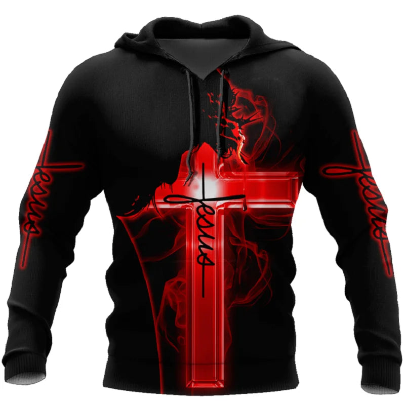Christian Jesus Fashion Hoody for Men 3D Printed Harajuku Long Sleeve Hooded Casual Pullover Clothing Man Hoodies Sweatshirts