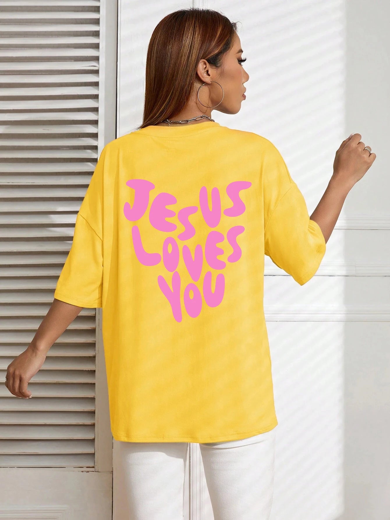 Jesus Loves Me Letter Prints Female Cotton T-Shirts Fashion O-Neck Oversize Tops Casual Loose Soft Short Sleeve Women Clothing