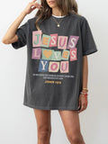 Women's Spring/Summer New Jesus Loves You T-shirt Church Gift Unisex Cotton Oversized Streetwear Short Sleeve Loose Casual