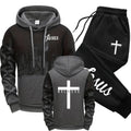 Jesus Christ Style Hoodies and Sweatpants Autumn Winter Daily Casual Sporty Jogging Suit Cross Tracksuit High Quality Men's Set