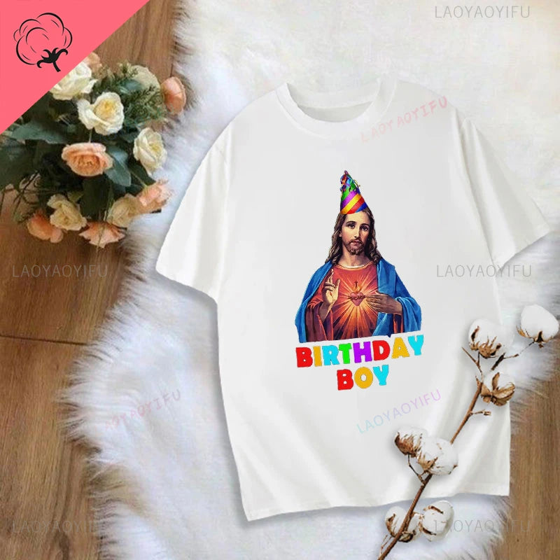 Jesus Vs Satan in A Boxing Match Funny Cotton Men's Clothing Not Today Satan John 14 6 Christian Unisex Street Trend Tshirt