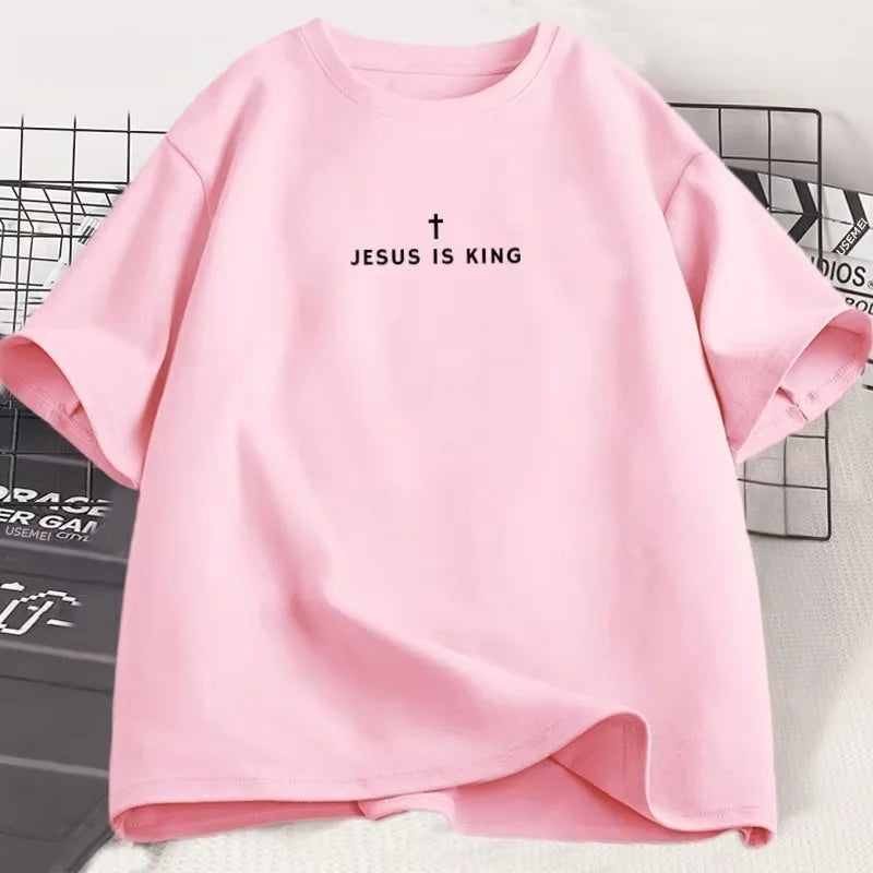 Jesus Is King Christian T Shirt Men Women Christian Merch Jesus T-Shirt Faith Cotton Short Sleeve Round Neck Graphic Tees