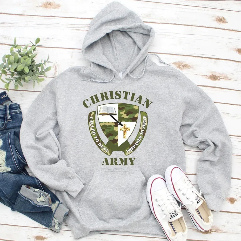 Christian Army Hoodie Men's and Women's Fashion Long Sleeve Hooded Sweatshirt Pullover Tops Streetwear Sportswear Women Clothing