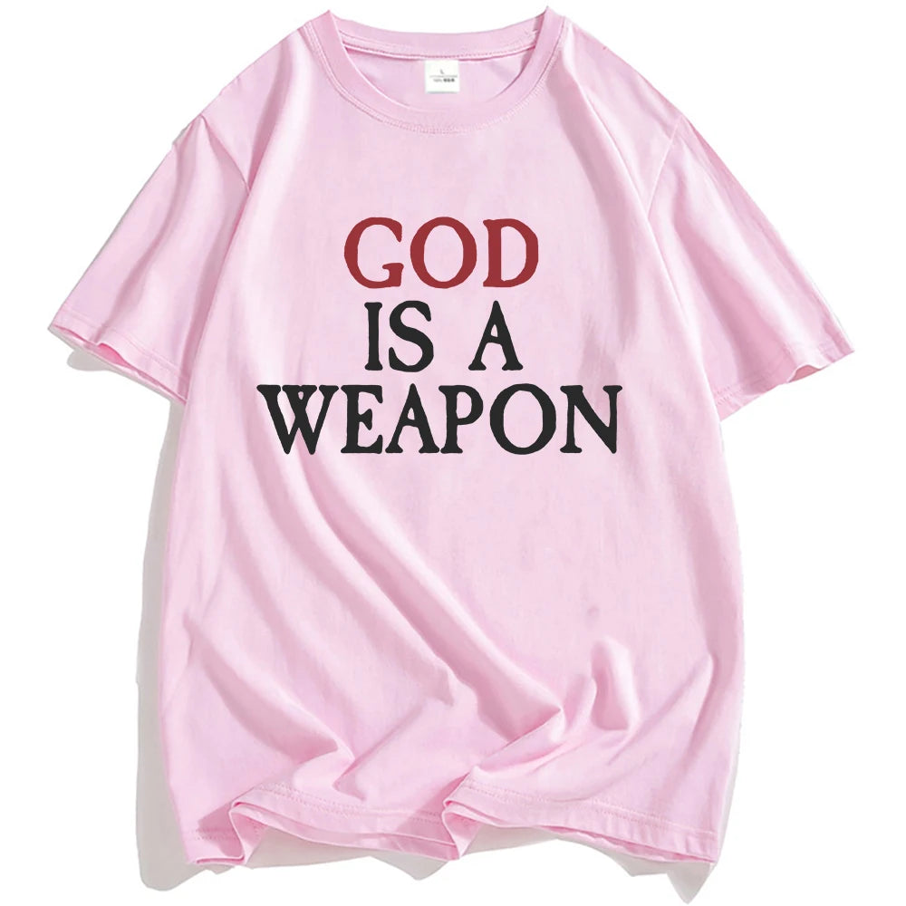 God Is A Weapon Single Tee Falling in Reverse Band Graphic T-shirt Summer Cotton Hip Hop Streetwear Unisex Men Clothing Top
