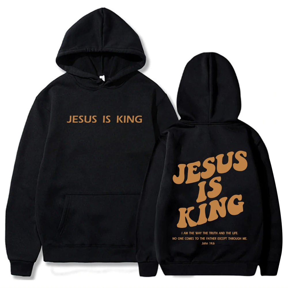 Jesus Is King Hoodie Christian Faith Sweatshirt Jesus Saves Man Woman  Pullover Tops Streetwear