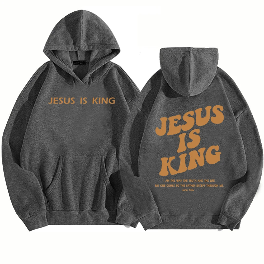 Jesus Is King Hoodie Christian Faith Sweatshirt Jesus Saves Man Woman  Pullover Tops Streetwear