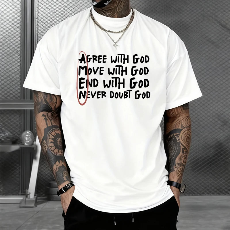God Amen Print T-shirt for Man High Quality Pure Cotton Short Sleeve Top Spring Summer Male Daily Casual Fashion Cool Tees