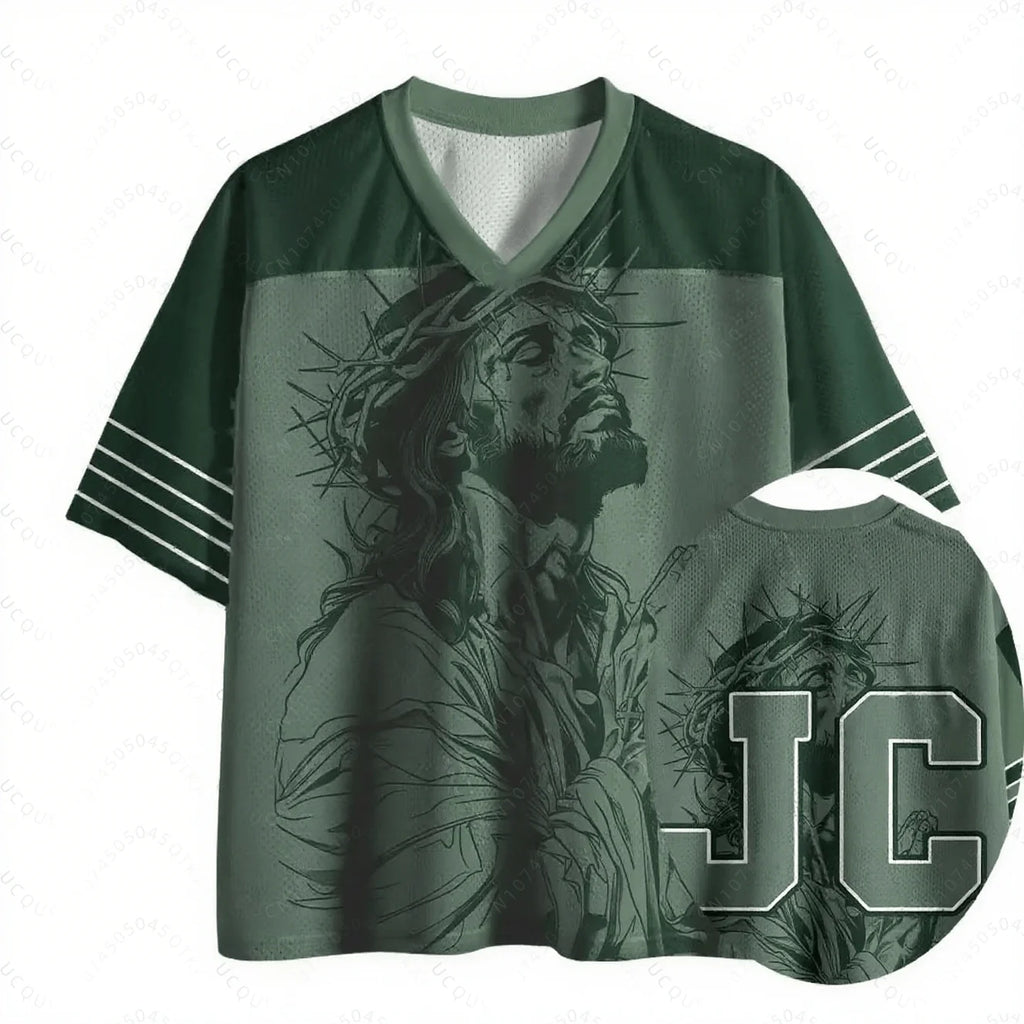 2025 Praying Christian Jesus Pattern Printed Street Wear T-Shirt Summer Men's Fashion Hip Hop Casual Jersey Short Sleeve T2k Top