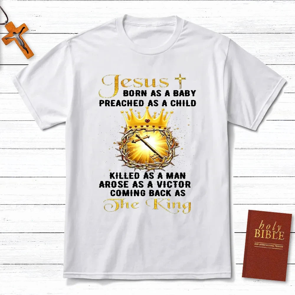 Jesus Coming Back As The King T-Shirt Men's and Women's Short Sleeve Cotton Tees Shirt Men Clothing Summer Blouse Oversize Tops