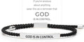 God Is in Control Inspirational Bracelets for Women Men Stainless Steel Lettering Braided Bracelet Christmas Birthday Gifts