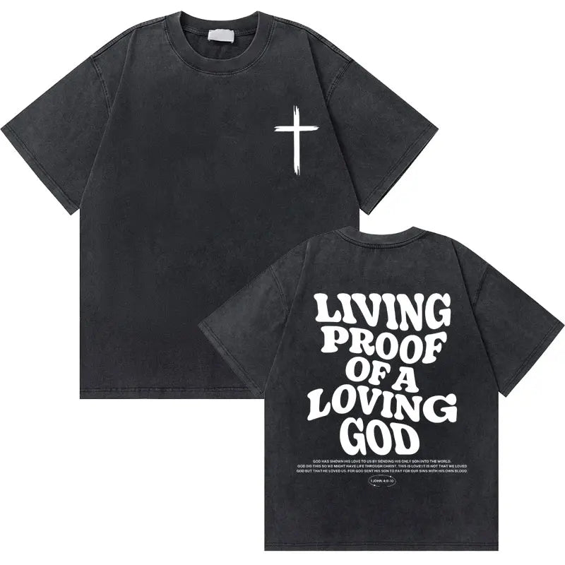 Water Wash Retro Christian Jesus Good News God Love You Bible Scripture Graphic T-Shirt Men's Women's Fashion Casual T-Shirt