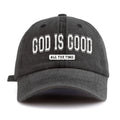 GOD IS GOOD Printed Water Washed Baseball Hat Simple, Casual, Fashionable, Adjustable Size Outdoor Sports Daily Party Vacation