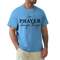 Christian Gift T-Shirt for Men Prayer Changes Things Cross Print Casual O Neck Short Sleeve Tops Perfect for Religious Male Tees