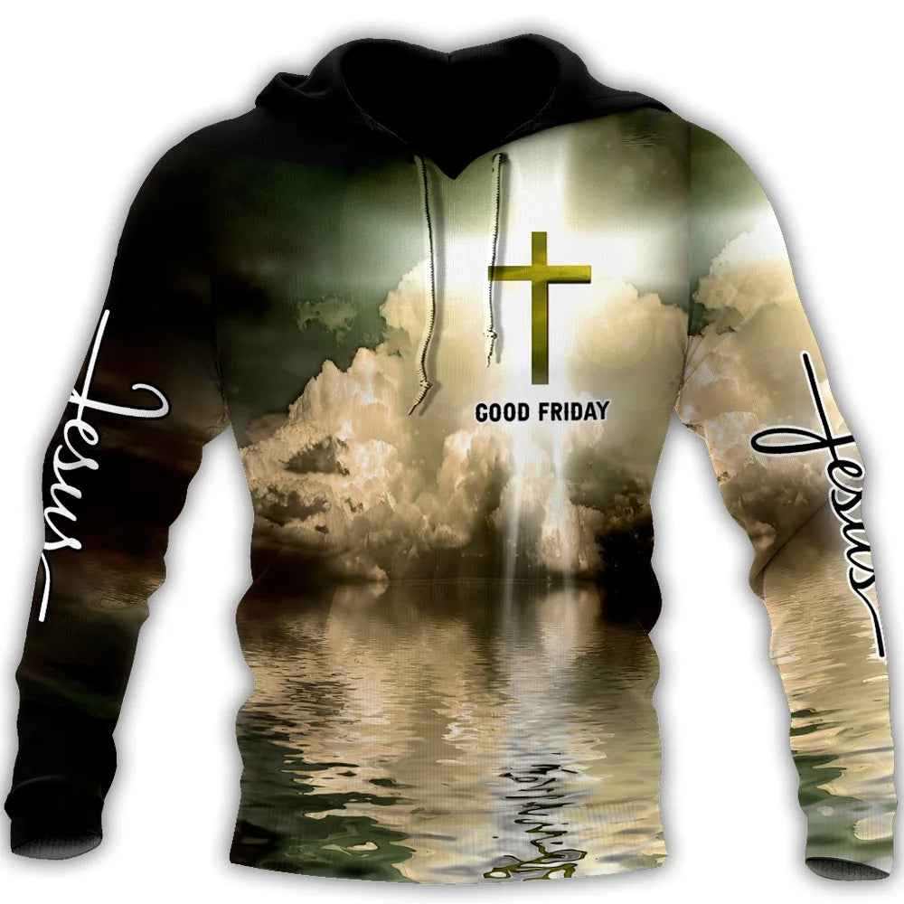 Christian Jesus Fashion Hoody for Men 3D Printed Harajuku Long Sleeve Hooded Casual Pullover Clothing Man Hoodies Sweatshirts
